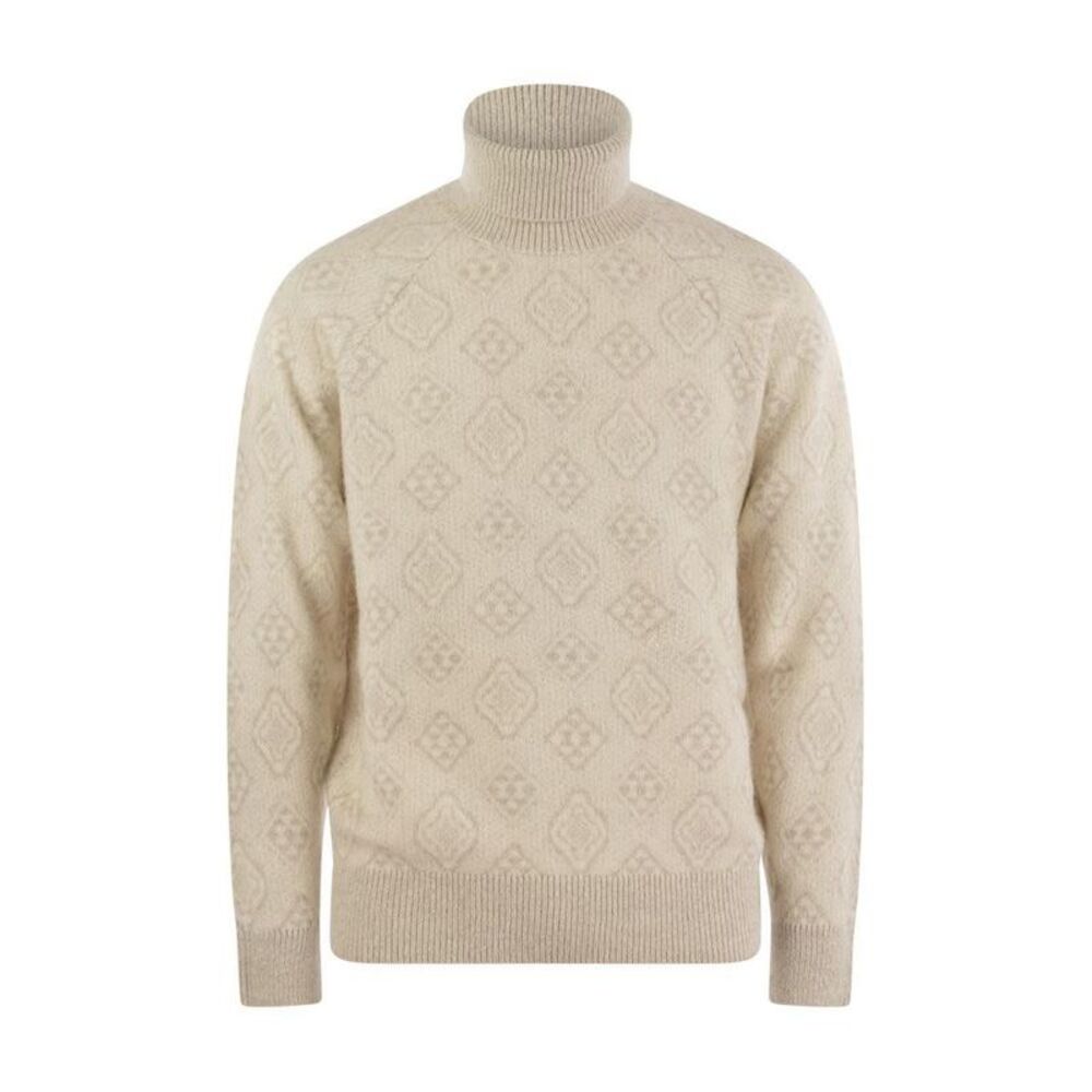 BRUNELLO CUCINELLI Men's Jacquard Turtleneck Sweater Men WHITE Sweaters &